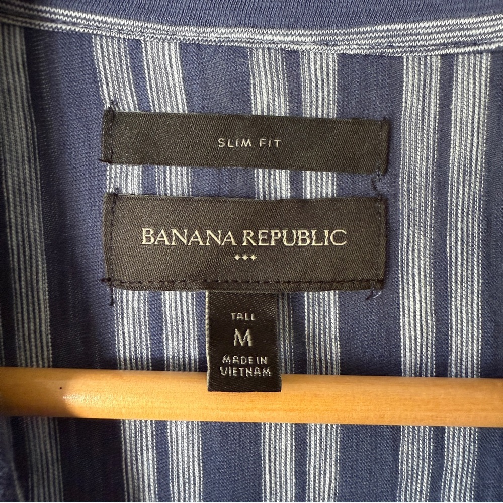 Banana Republic Men’s Short Sleeve 100% Cotton Button Up Shirt Navy M - Picture 2 of 6